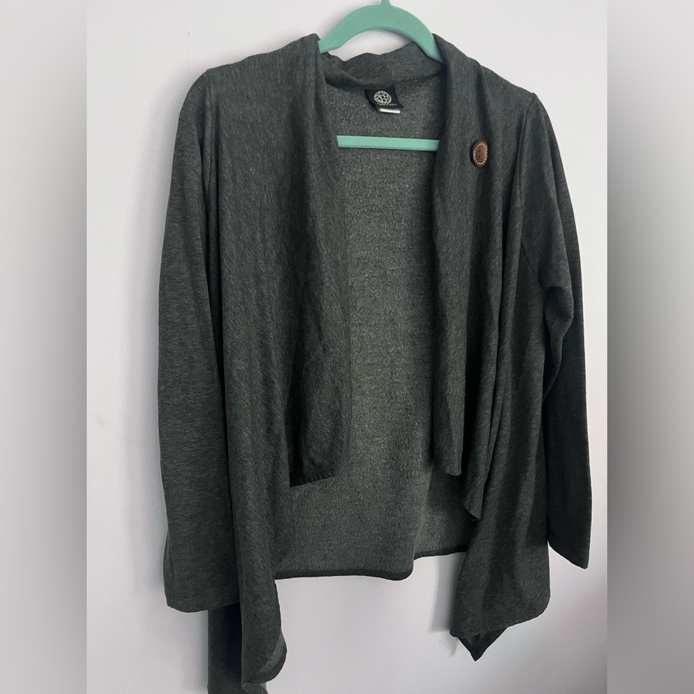 Women's Gray Open-Front Cardigan